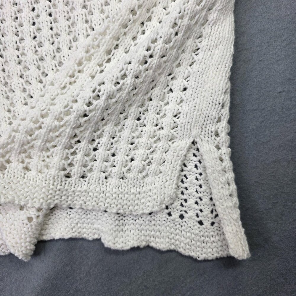 J Jill Sweater Womens XS S White Open Knit 3/4 Sleeve Pullover Cotton Blend Top - Picture 4 of 12